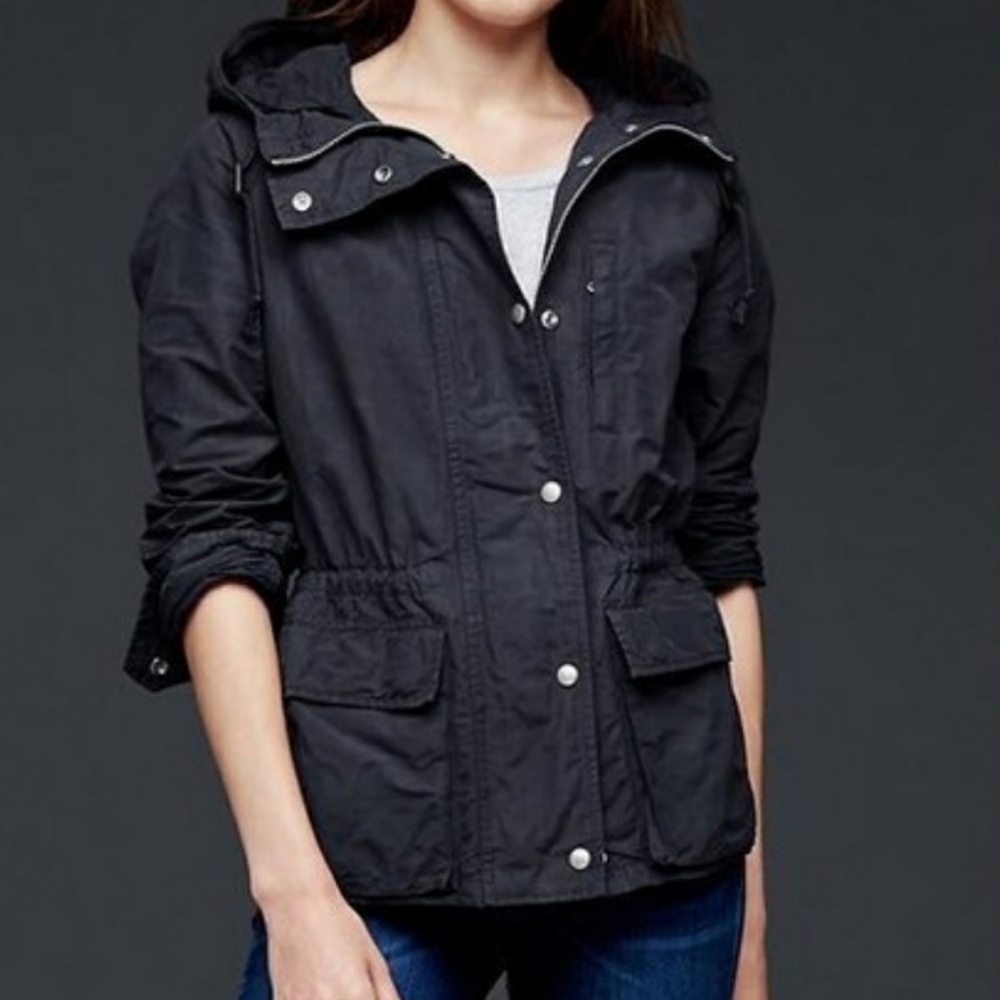 Gap Navy blue Anorak Style Full Zip Hooded Utility Jacket size small
